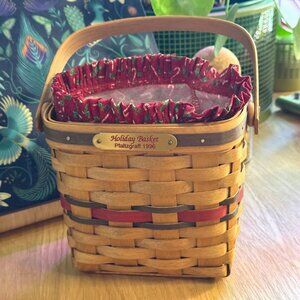 Bradford Basket Company 1996 Pfaltzgraff Edition Holiday Basket + Fabric Liner